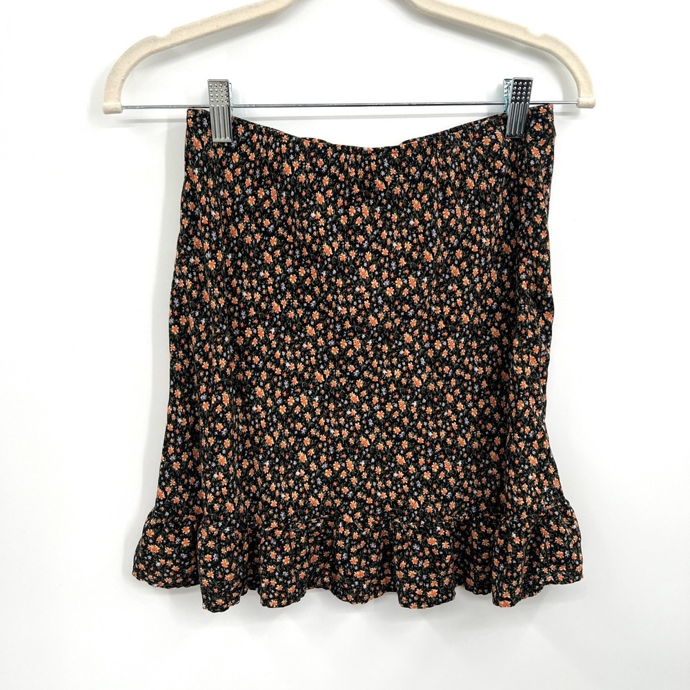 Dark romantic floral ruffle flounce skirt y2k‎ grunge feminine knee length S